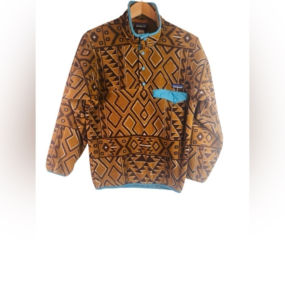 Patagonia Synchilla Snap T Mens Size XS Brown Aztec Montana Siete Fleece Outdoor - Picture 1 of 6